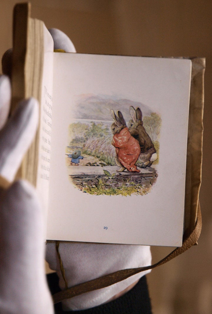 The 1904 edition of "The Tales of Beatrix Potter," which Britain's Prince Charles had in his nursery, is pictured during a photo call for the exhibition "HRH The Prince of Wales: An Exhibition to Celebrate his Sixtieth Birthday" in 2008.