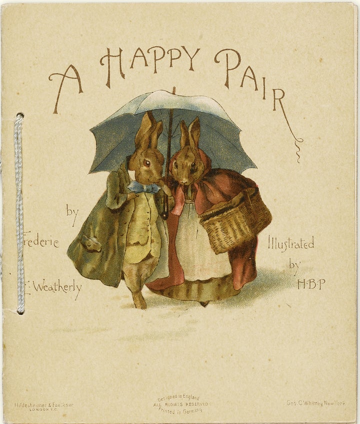 An illustration for Frederick Weatherly's "A Happy Pair" by Beatrix Potter circa 1890.