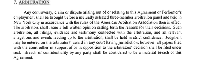 The arbitration clause in Carlson's employment contract.