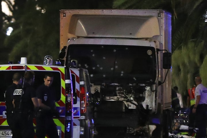 A lorry drove through a crowd of people, killing over 80