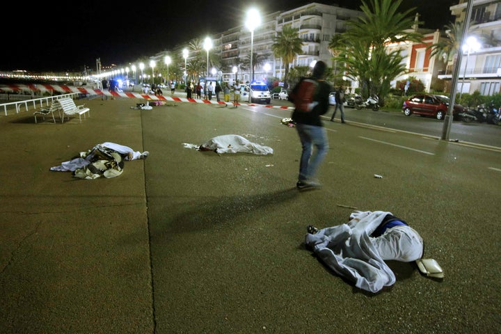 Crowds were celebrating France's national holiday, Bastille Day.