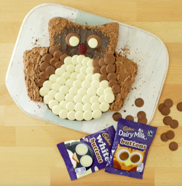 Cadbury Dairy Mik Button-decorated owl cake Huffington Post