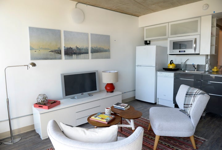 This apartment, in the Turntable Studios complex in Denver, is 345 square feet. As rents skyrocket, demand is growing for tiny apartments like this.