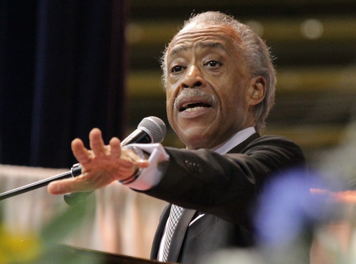 Reverend Al Sharpton speaks at the funeral of Alton Sterling.