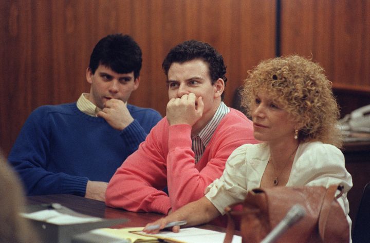 Erik Menendez and his brother Lyle pictured in court on August 12, 1991.