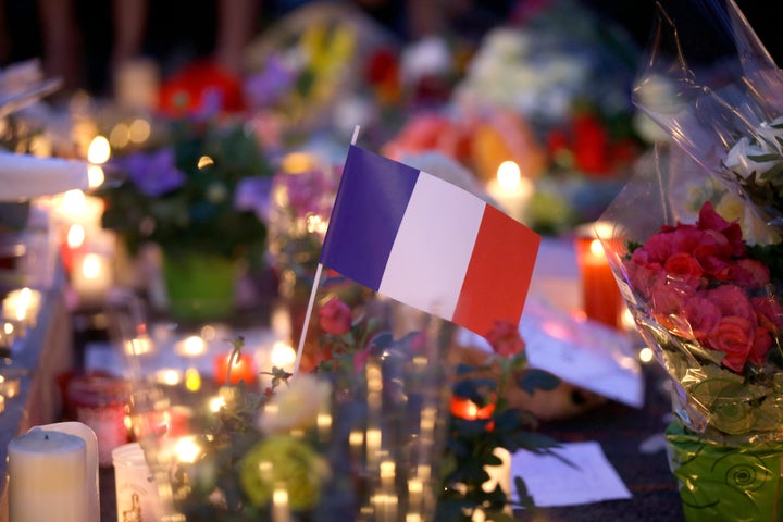 A makeshift memorial to those who lost their lives in the attack