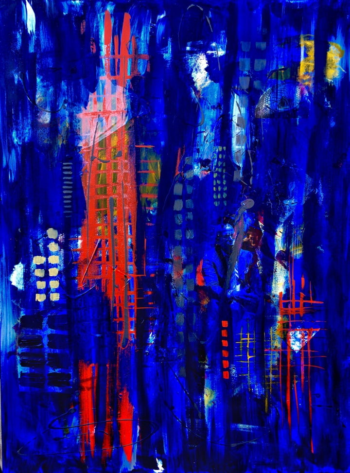 <em>"Steel and Glass"<br>Mixed Media </em><em>36"x 48"</em>