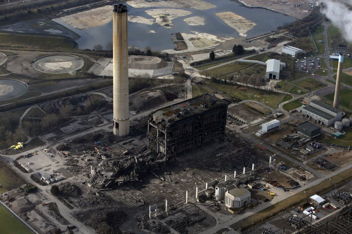 <strong>An aerial view of the station after the collapse</strong>