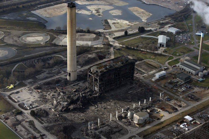 An aerial view of the station after the collapse