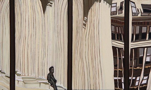<em>Photo by Nancy A. Ruhling<br></em><strong>A detail of one of Sharon's reflections paintings.</strong>