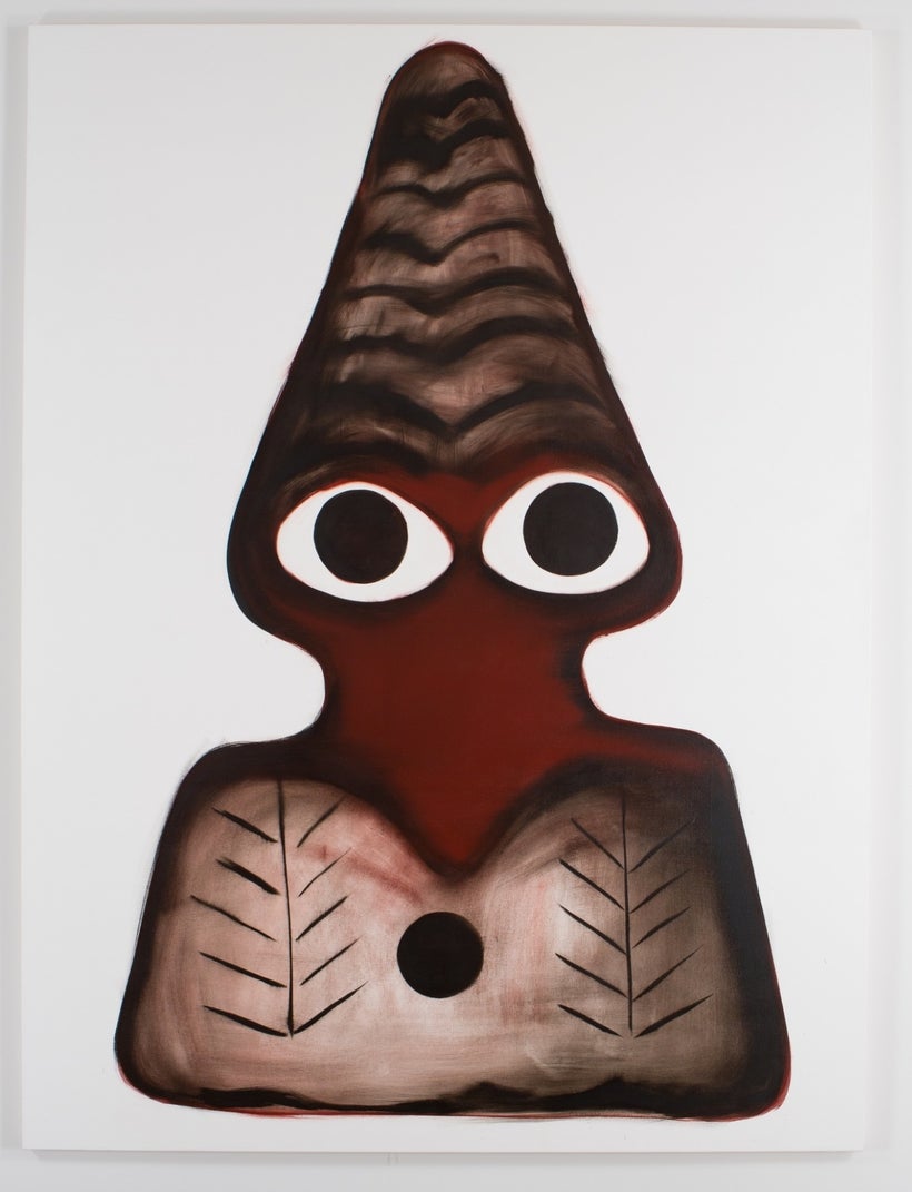 Becky Kinder <br><i>Syrian Eye Goddess</i>, 2015, <br>Oil on canvas, 90 x 80 inches,<br> Courtesy of the Artist