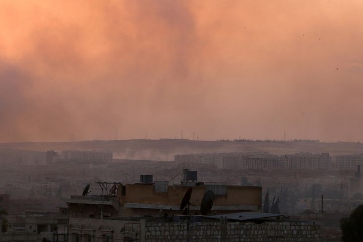 Smoke rises after airstrikes on Aleppo's Castello road, Syria June 2, 2016.