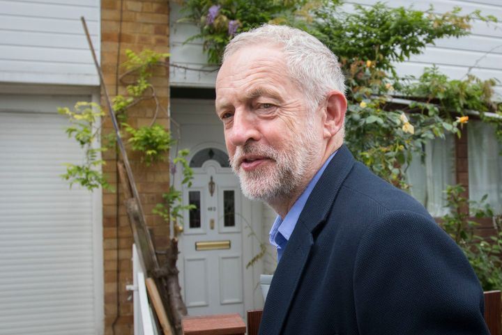 Labour Party leader Jeremy Corbyn leaves his home in north London.