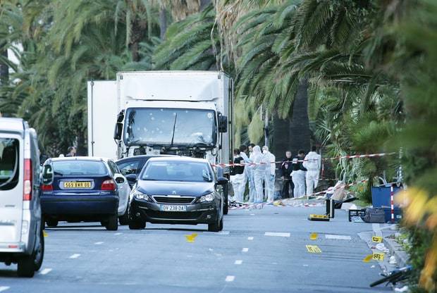 The truck after the attack.