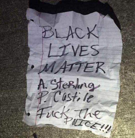 Police in Daytona Beach, Florida, say they found this handwritten note near the scene of the suspected arson attack.