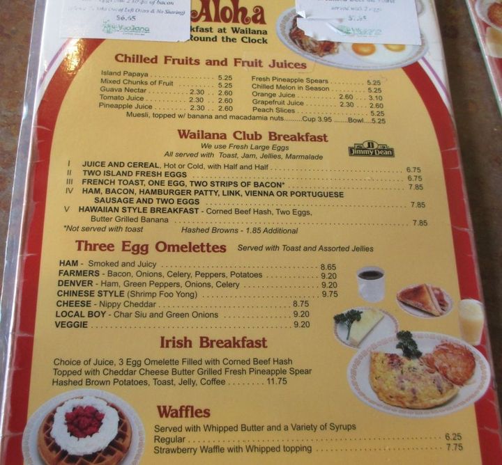 The Wailana Coffee House in Waikiki is a popular breakfast spot due to its great food and reasonable prices. 
