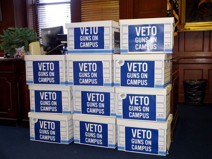 Everytown for Gun Safety and Moms Demand Action for Gun Sense in America delivered 30,000 petitions to Georgia Gov. Nathan Deal urging him to veto legislation permitting concealed carry on campuses. (March 24, 2016)