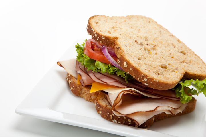 Police say the officer was hospitalized after finding shards of glass in his sandwich, a similar one pictured here.