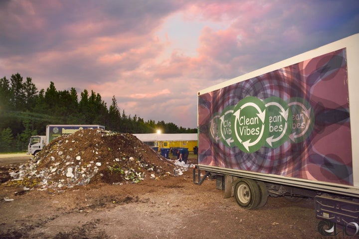 A Clean Vibes truck ready to be loaded up with compost at Bonnaroo 2016. 