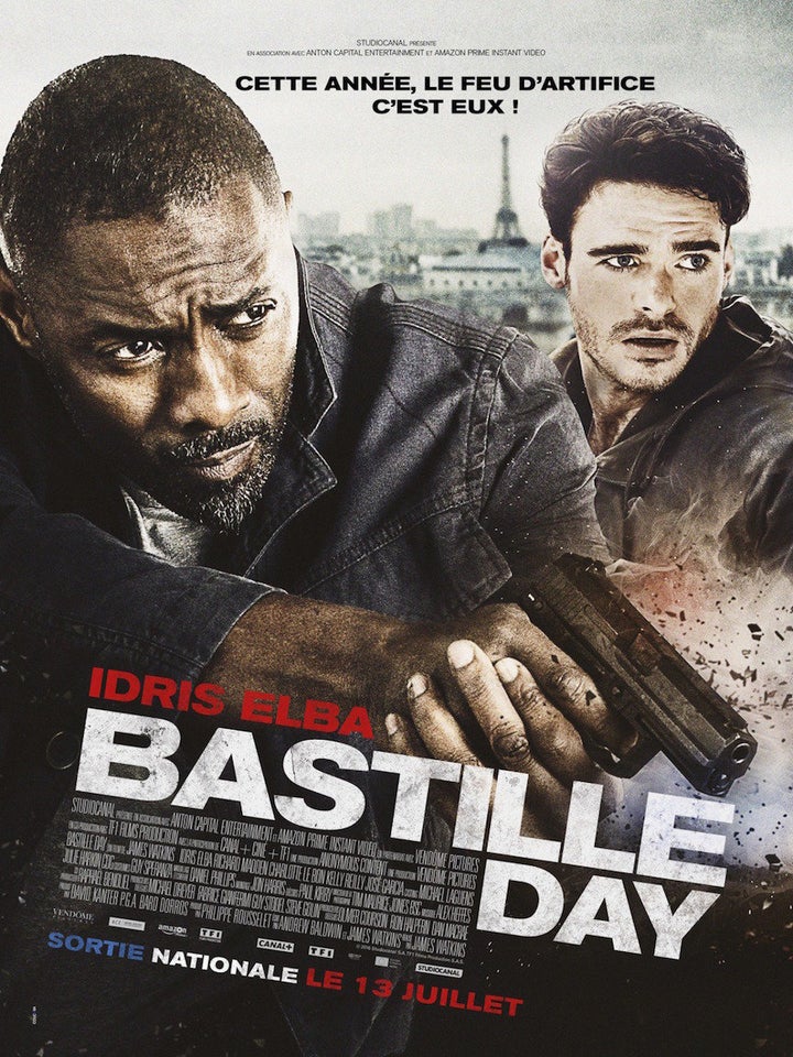 A poster for "Bastille Day" in Paris features the eerie tagline, "This year, the fireworks are them!"