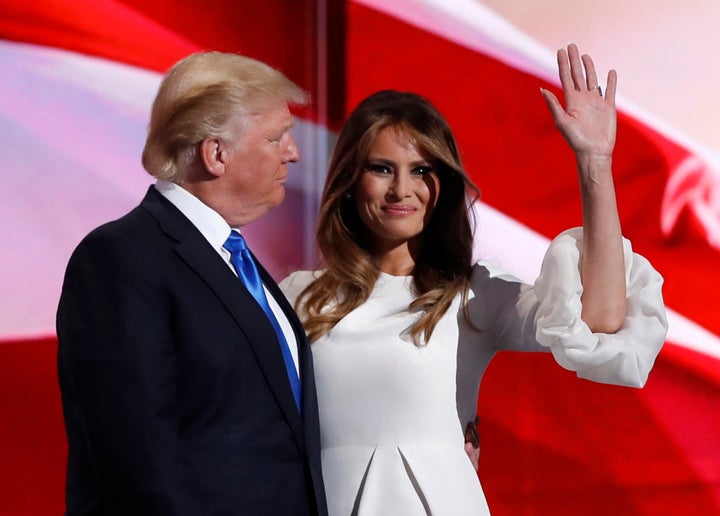 Melania Trump takes the stage with husband and soon-to-be Republican presidential nominee Donald Trump. Her speech Monday con