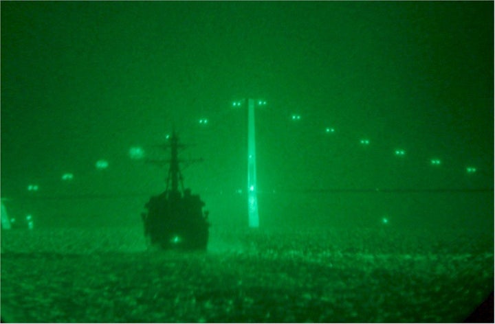 Retired U.S. Navy Capt. John Cordle fell asleep while piloting the USS Oscar Austin in Denmark. This photo, published on www.navsource.org, was taken from one of the three ships following the vessel on the night of the near-miss.