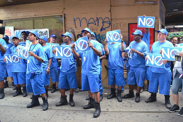 Members of the Doe Fund's Ready, Willing, & Able program protested K2 in Brooklyn's Bed-Stuy neighborhood on Thursday, July 14.