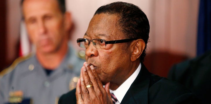 Kip Holden, mayor-president of East Baton Rouge Parish, speaks at a news conference at police headquarters in Baton Rouge, Lo