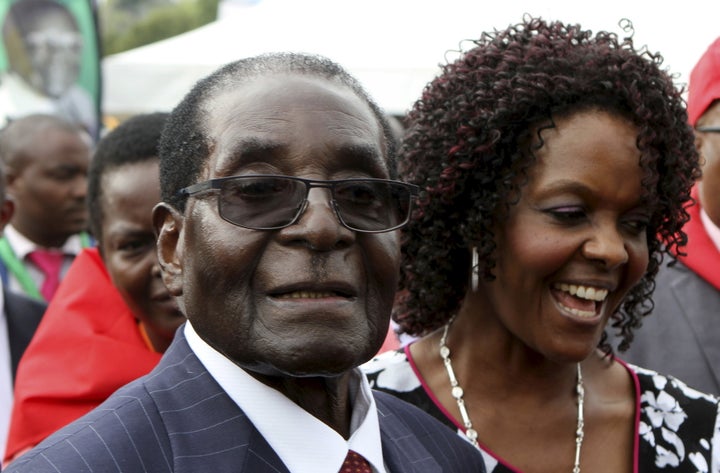 President Robert Mugabe and his wife Grace at his lavish 92nd birthday party in February.