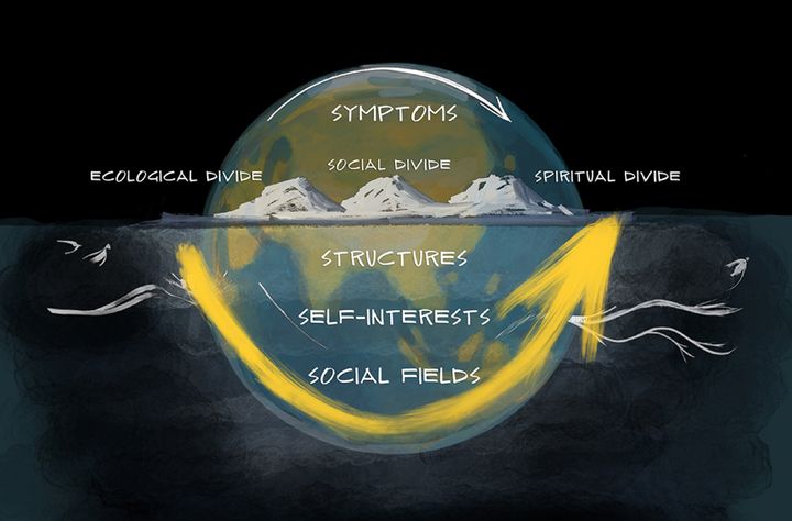Figure 1: Four levels: symptoms, structures, interests, social fields