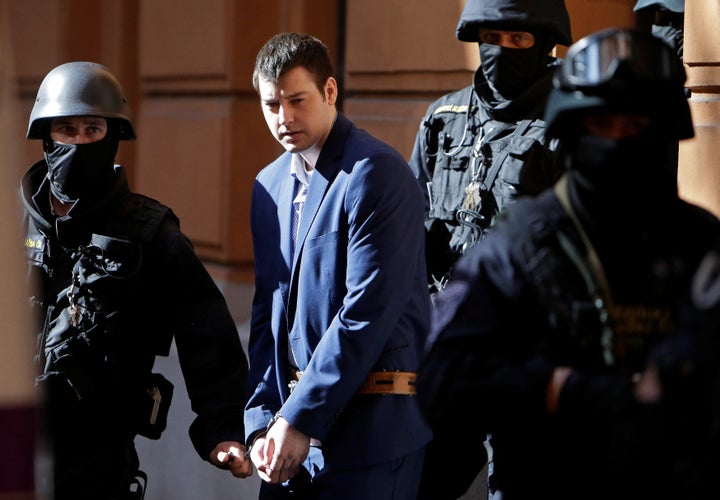 A Czech court sentenced Kevin Dahlgren, 24, on Wednesday over the stabbing murders of four of his relatives during