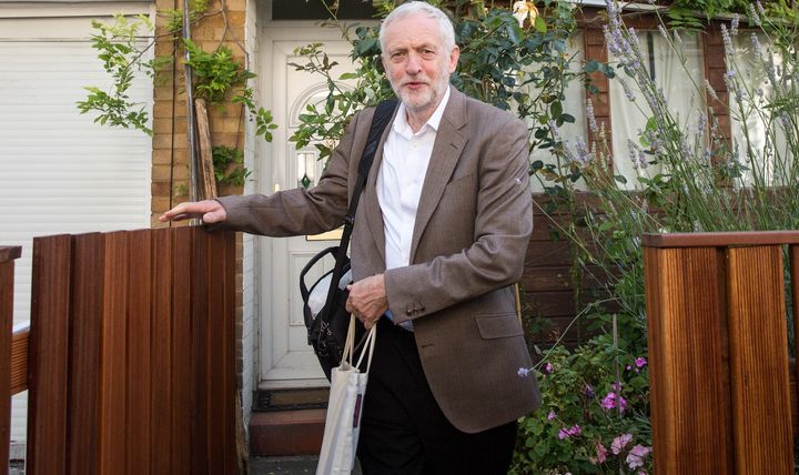 Columnist and Author Caitlin Moran is among celebrities who have withdrawn support for Labour Leader Jeremy Corbyn, pictured today outside his North London home