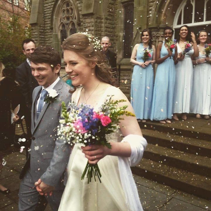 The bride and groom met in 2014 when they were both interning in Durham, England.