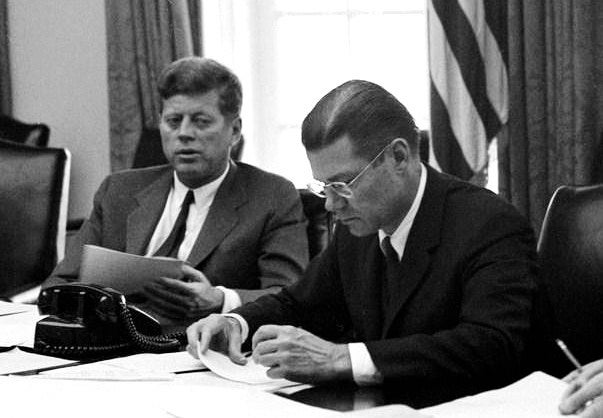 President John F. Kennedy in an EXCOMM meeting.