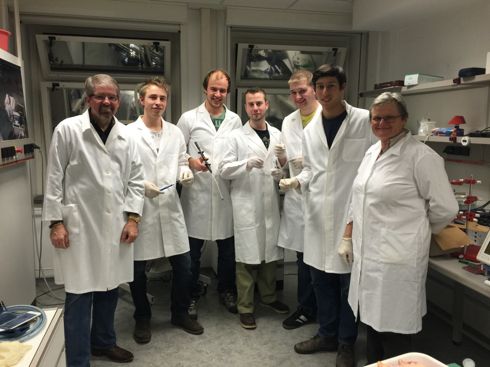 L-R: Tony Nobles with West Saxon Biomedical Engineering students, Prof. Leanore Highland