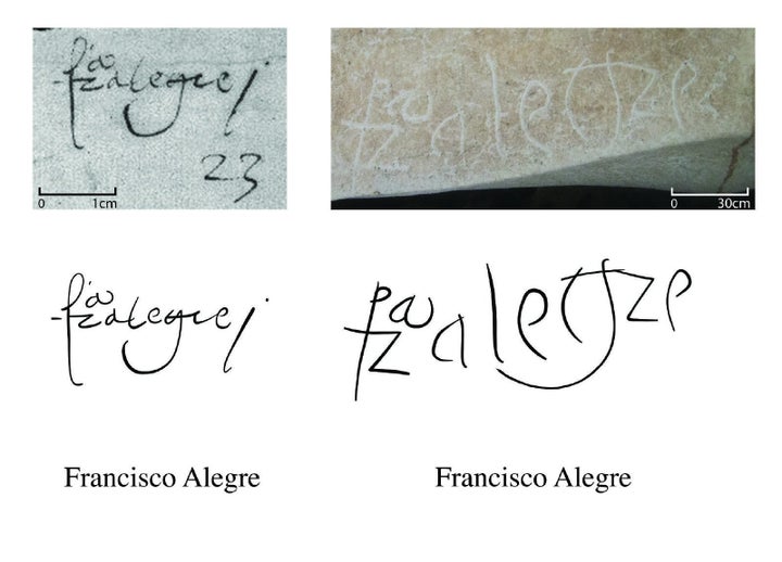 One name found on the walls is of Francisco Alegre who emigrated to Puerto Rico from Spain in the 1530s.