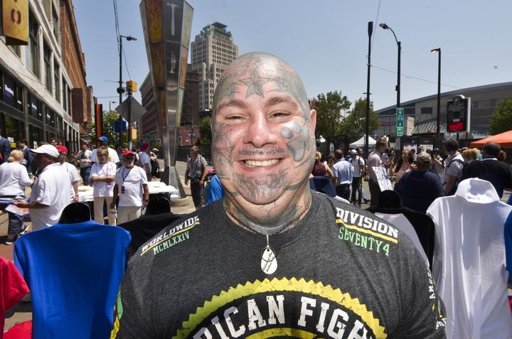 Our man here got his head tattoos over FIFTEEN YEARS ago. Fifteen years! I would never have guessed that someone willing to ink their own face would make it another two years, let alone fifteen. This guy is a survivor, man.