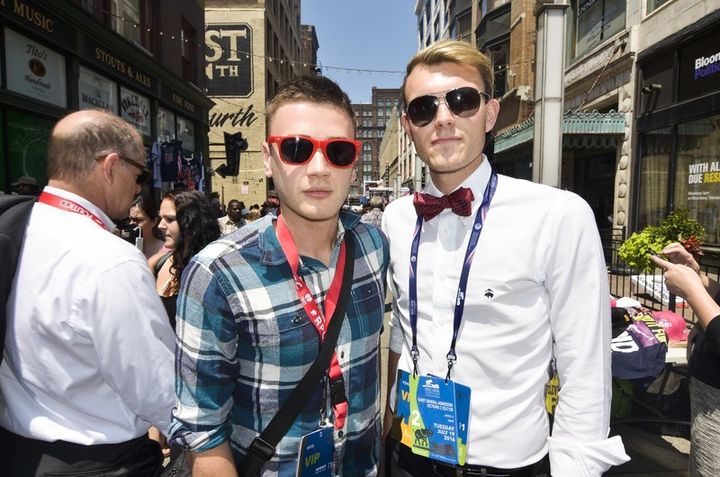 The gentleman on the right represents the Log Cabin Republicans here in Cleveland. Who would have POSSIBLY guessed that the Log Cabin Republicans would turn out to be the best-dressed Republicans? Not I.
