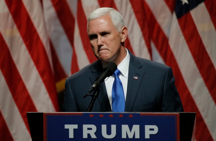 GOP vice presidential nominee and Indiana Gov. Mike Pence (R) addresses a news conference in New York on July 16, 2016. Pence's anti-LGBT stance could be a liability in the election, a new poll suggests.