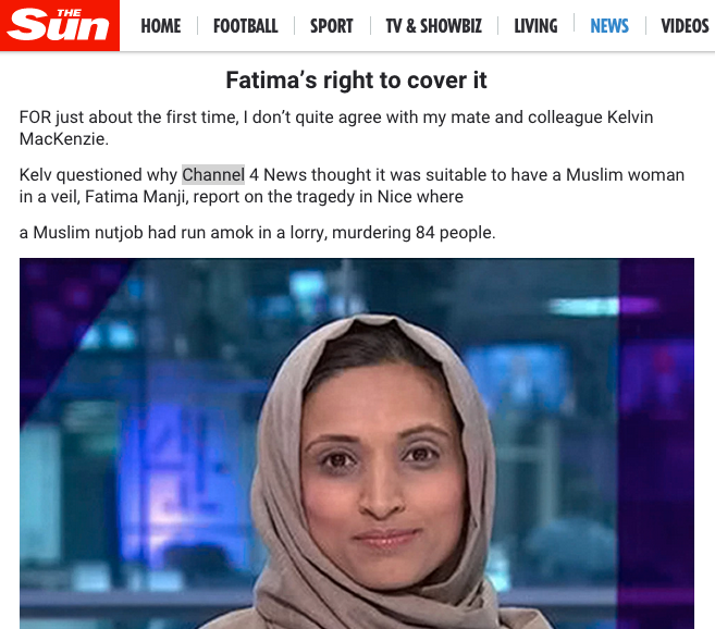 <strong>Liddle's column said Manji should have been allowed to cover Nice but Channel 4 chose her 'deliberately to provoke'</strong>