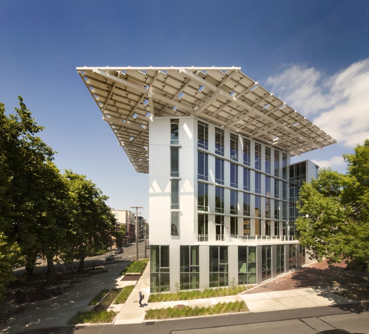 <em>The award-winning, ultra-high performance Bullitt Center office building in Seattle, WA. has many innovative features and provides for all its energy needs on an annual basis.</em>