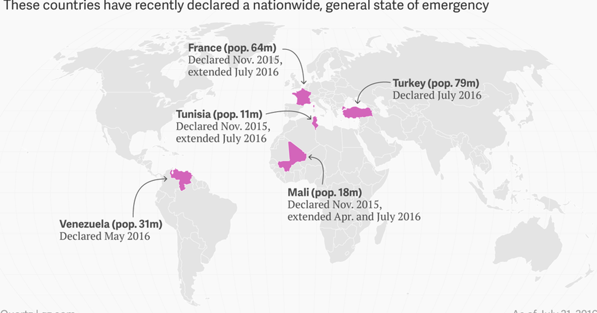 All The Countries In A State Of Emergency This Year In One Map