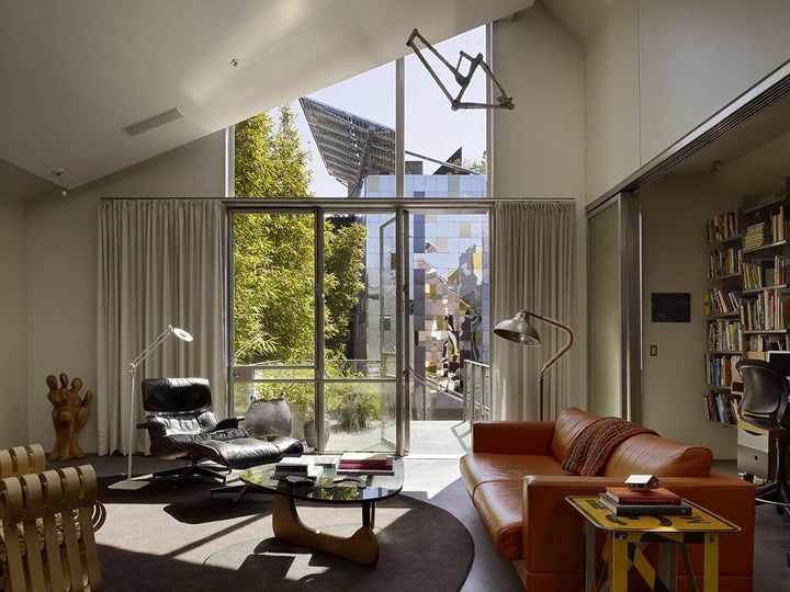 <em>Interior of the Zero Cottage in San Francisco, CA, a compact, three-story, single-family residence and workshop that produces all its own energy.</em>