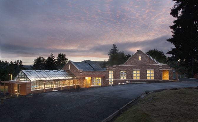 The net zero energy Hood River Middle School in Hood River, OR. 