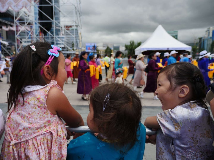 Kids in Ulaanbaatar, Mongolia at the Naadam festival