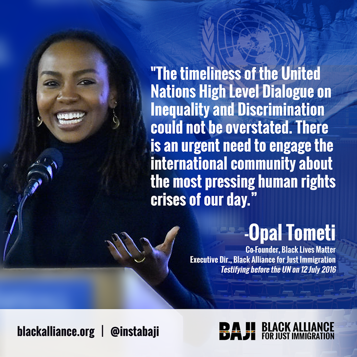 Opal Tometi reflects on her address at the UN Assembly. 