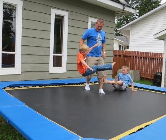 Jumping on the trampoline every night after work brought Watson and her stepsons closer together.