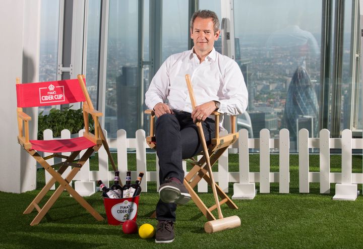 Alexander Armstrong relaxes with a game of croquet, at the top of the Shard building, as you do