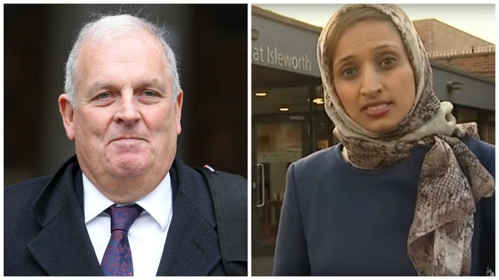 Kelvin MacKenzie (left) wrote that Fatima Manji (right) should not have hosted Channel 4 News because she was wearing a hijab