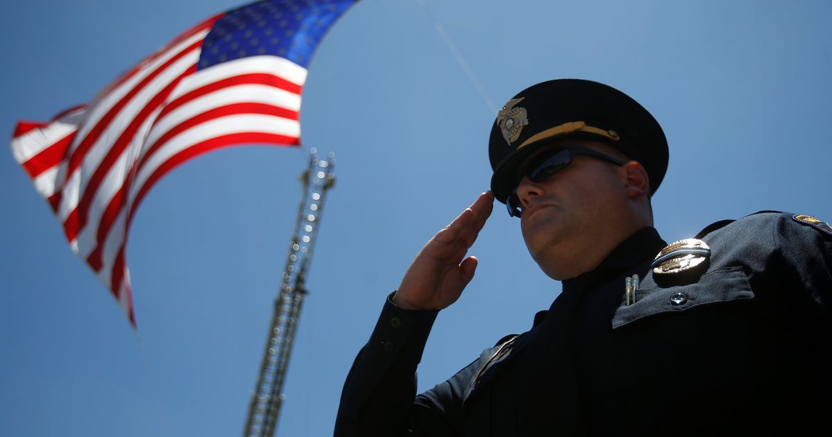 Полиция сила. Officers saluting.